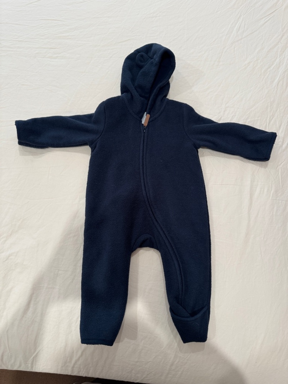 H&M Navy Fleece Hooded One-Piece for Kids size 3 months